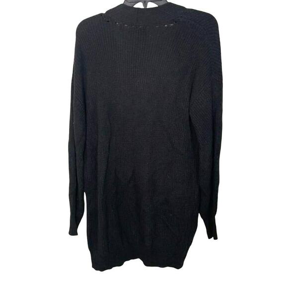 BP. Pointelle Trim Open Front Cardigan Sweater Sz Extra Small/XS in Black NWT - Picture 2 of 6